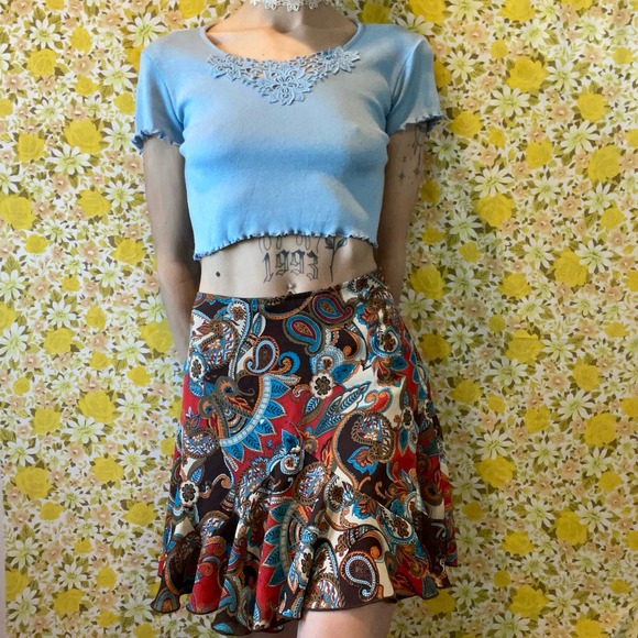 Women’s vintage boho baby blue crop top - Picture 9 of 9